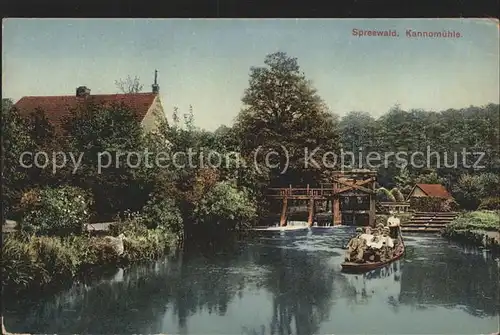 Kannomuehle Spreewald Dorfstrasse Wasserstrasse Kahn Schleuse Feldpost Kat. Burg Spreewald