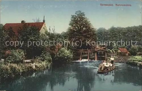 Kannomuehle Spreewald Wasserstrasse Kahn Schleuse Kat. Burg Spreewald