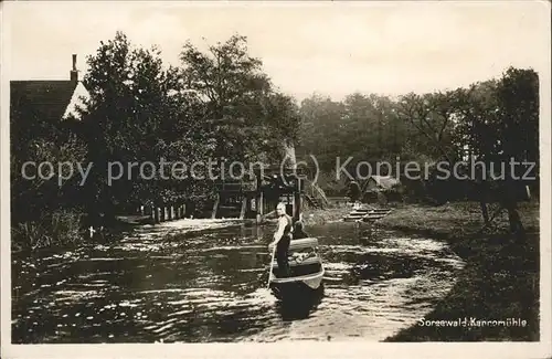 Kannomuehle Spreewald Wasserstrasse Kahn Schleuse Kat. Burg Spreewald