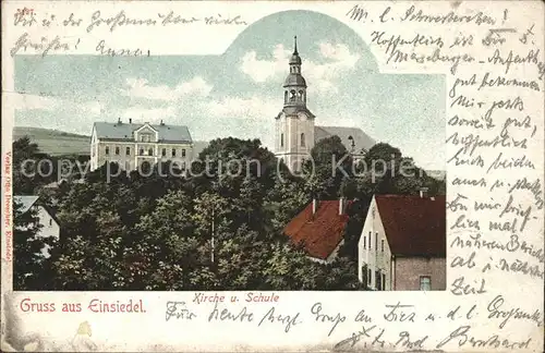 Einsiedel Erzgebirge Kirche u.Schule Kat. Marienberg