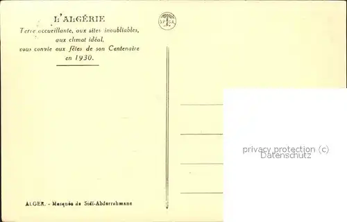 Alger Algerien Mosquee de Sidi Abderrahmane Fetes du Centenaire en 1930 / Algier Algerien /