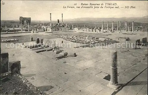 Timgad Ruines Romaines Forum vue prise du Portique sud Kat. Algerien
