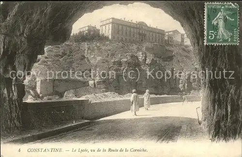 Constantine Le Lycee vu de la Route de la Corniche Stempel auf AK Kat. Algerien