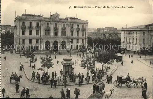Constantine Place de la Breche Poste Pavillon Pferdedroschke Kat. Algerien