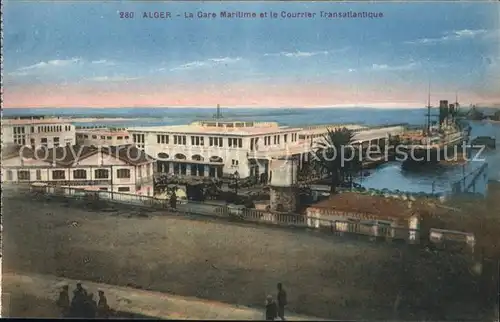 Alger Algerien Gare Maritime et Courrier Transatlantique Vapeur / Algier Algerien /