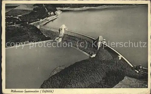 Moehnetalsperre Sperrmauer Fliegeraufnahme Kat. Sundern (Sauerland)