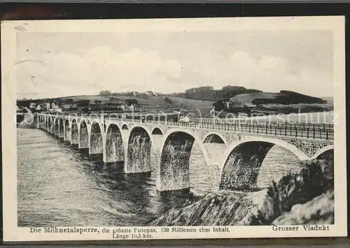 Moehnetalsperre Sperrmauer Grosser Viadukt Kat. Sundern (Sauerland)