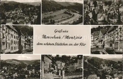 Monschau Montjoie Panorama mit Teilansichten Kat. Monschau