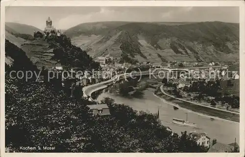 Cochem Mosel Moselpanorama mit Burg Kat. Cochem