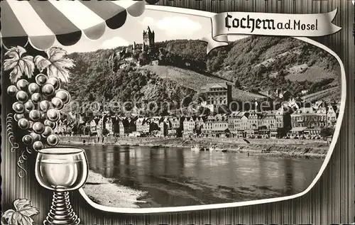 Cochem Mosel Moselpanorama mit Burg Kat. Cochem