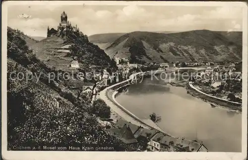 Cochem Mosel Moselpanorama mit Burg vom haus Krain gesehen Kat. Cochem