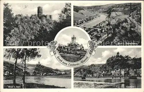 Cochem Mosel Moselpanorama mit Burg Kat. Cochem