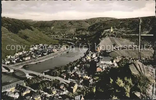 Cochem Mosel Moselpanorama mit Burg Pinnerkreuz Kat. Cochem