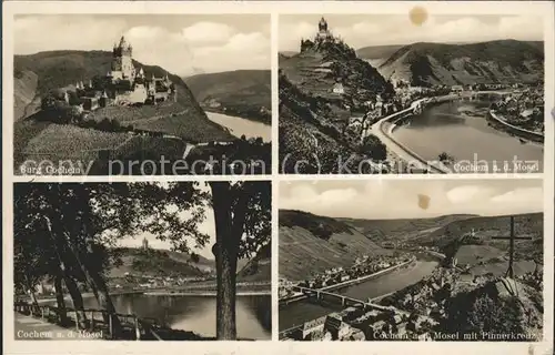 Cochem Mosel Moselpanorama mit Burg Pinnerkreuz Kat. Cochem