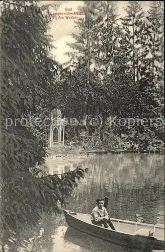 Langenschwalbach Partie am Weiher Pavillon Boot Kind Kat. Bad Schwalbach