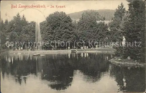 Langenschwalbach Kurpark Weiher Statue Fontaene Kat. Bad Schwalbach