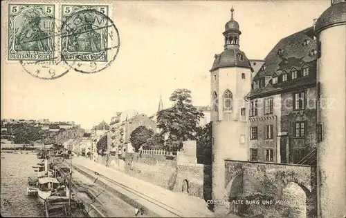 Coblenz Koblenz Alte Burg und Moselquai Stempel auf AK Kat. Koblenz Rhein