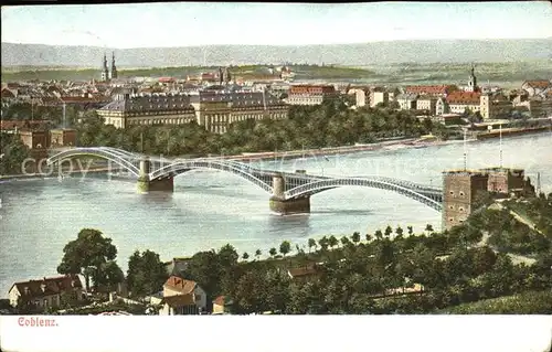 Coblenz Koblenz Panorama mit Eisenbahnbruecke Kat. Koblenz Rhein