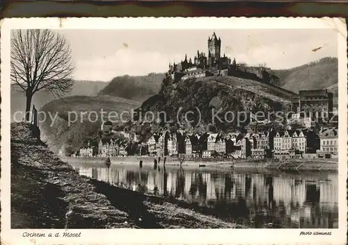 Cochem Mosel Uferpartie Blick zur Reichsburg Kat. Cochem