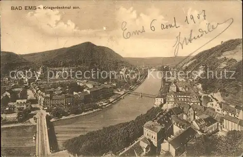 Bad Ems Lahn vom Kriegerdenkmal Kat. Bad Ems