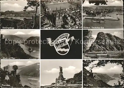 Rheinland Pfalz Siebengebirge Koeln Koblenz Dt Eck Burg Pfalz Loreley Rheinstein Ruedesheim Nationaldenkmal Burg Maus Kat. 