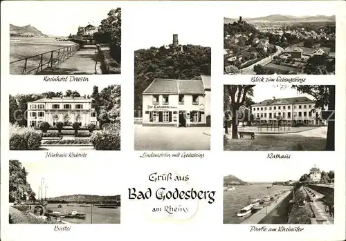 Godesberg Bad Rheinhotel Dreesen Bastei Kurhaus Lindenwirtin Siebengebirge Rathaus Rheinufer Kat. Bonn