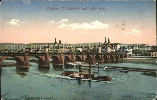 Coblenz Koblenz Moselbruecke mit alter Burg Feldpost Kat. Koblenz