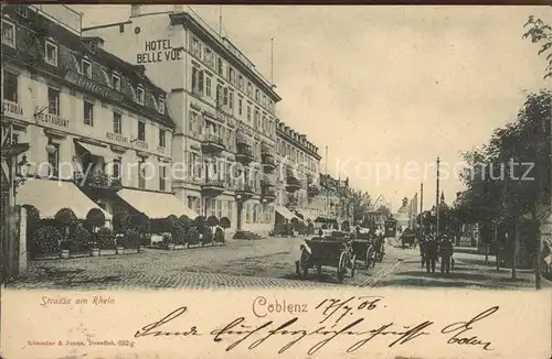 Coblenz Koblenz Strasse am Rhein mit Hotel Bellevue Kat. Koblenz Rhein