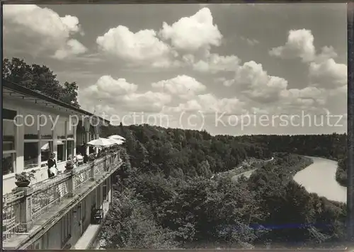 Isartal Blick auf die Buergerbraeu Terrassen Kat. Pullach i.Isartal