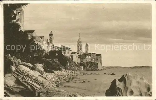 hd04294 Rab Kroatien Am Meer Kirchtuerme Kategorie.  Alte Ansichtskarten