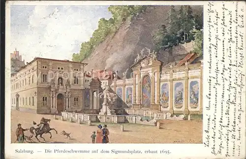 Salzburg Oesterreich Pferdeschwemme Sigmundsplatz erbaut 1695 Kat. Salzburg