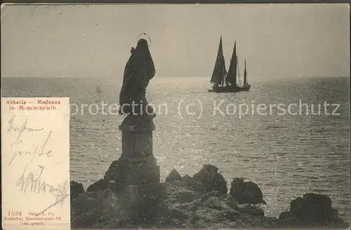 Abbazia Istrien Madonna am Meer Segelschiff / Seebad Kvarner Bucht /Primorje Gorski kotar