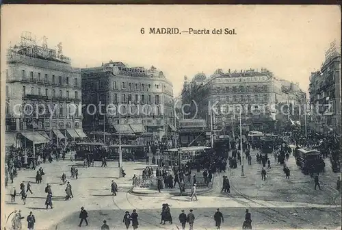 Madrid Spain Puerta del Sol Strassenbahnen Kat. Madrid
