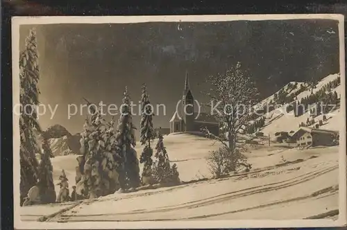 Hirschegg Kleinwalsertal Vorarlberg Kirche im Schnee Kat. Mittelberg