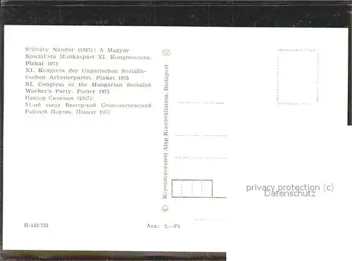 hd04797 Ungarn Plakat 1975 Szilvasy Nandor 1927 Kongress der Ungarischen Sozialistischen Arbeiterpartei Kategorie. Ungarn Alte Ansichtskarten