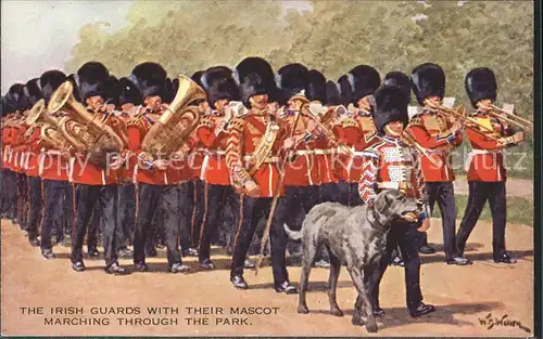 Windsor Castle The Irish Guards with their Mascot marching through the Park Kat. City of London