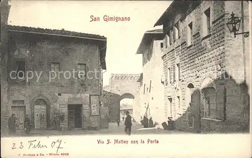 San Gimignano Via S. Matteo con la Porta Kat. Italien