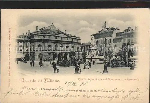 Milano Piazza della Scala Monumento a Leonardo Kat. Italien