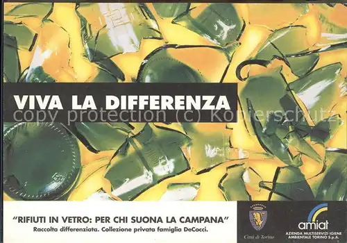 Italien Werbekarte Abfallwirtschaft Glasentsorgung Kat. Italien