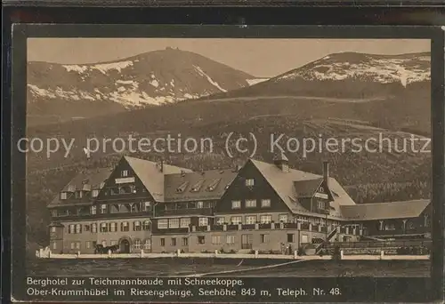 Riesengebirge Berghotel Teichmannbaude Schneekoppe Ober Krummhuebel Kat. Tschechische Republik