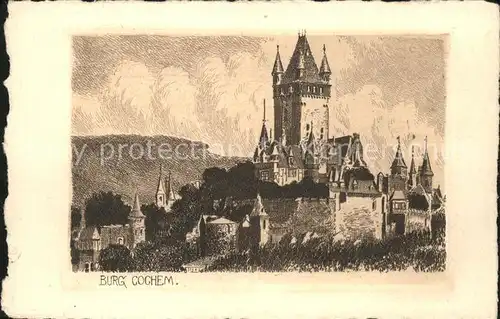 Cochem Mosel Burg Kuenstlerkarte Kat. Cochem