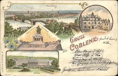 Coblenz Koblenz Kaufhaus Rheinbruecke Schloss Kat. Koblenz Rhein
