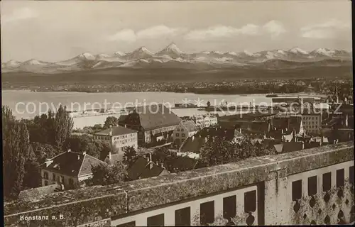 Konstanz Bodensee Panorama mit Alpenblick Kat. Konstanz