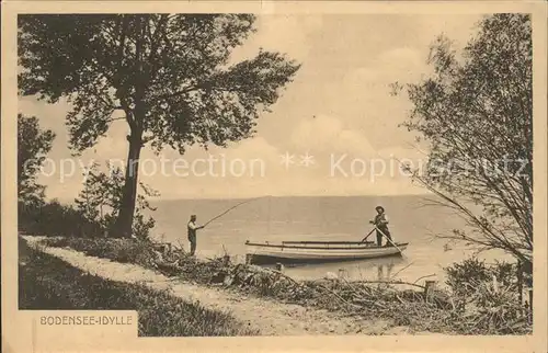 Konstanz Bodensee Idylle am Ufer Boot Kat. Konstanz