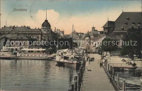 Konstanz Bodensee Partie am Hafen Boot Steg Kat. Konstanz