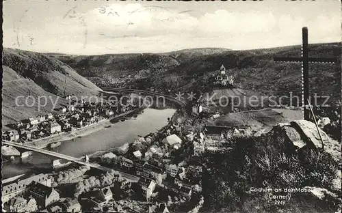 Cochem Mosel Moselpanorama vom Pinnerkreuz Kat. Cochem