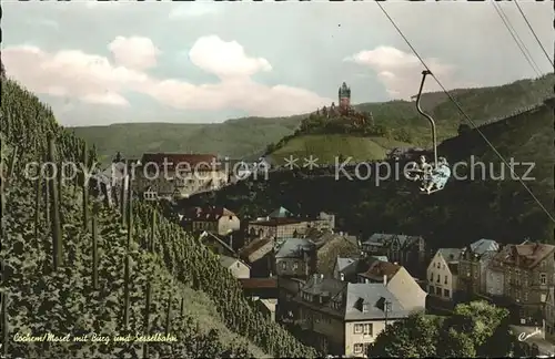 Cochem Mosel Panorama mit Burg und Sessellift Kat. Cochem