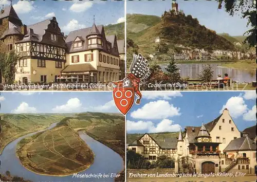 Cochem Mosel Alte Torschenke Burg Moselschleife Freiherr von Landenbergsche Weingutskellerei Eller Wappen Kat. Cochem