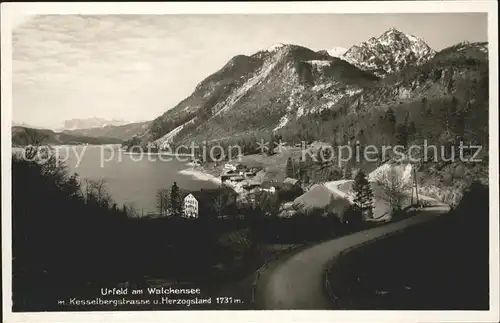 Urfeld Walchensee mit Kesselbergstr und Herzogstand Kat. Kochel a.See