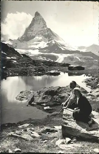 hw01572 Zermatt VS Riffelsee Matterhorn Kategorie. Zermatt Alte Ansichtskarten